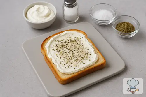 Фото 1-го шага: Бутерброды с салями, огурцом и творожным сыром