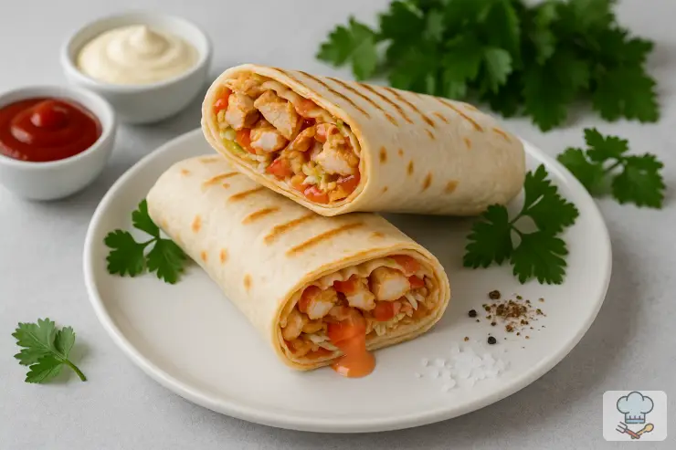 Домашняя шаурма с курицей и овощами