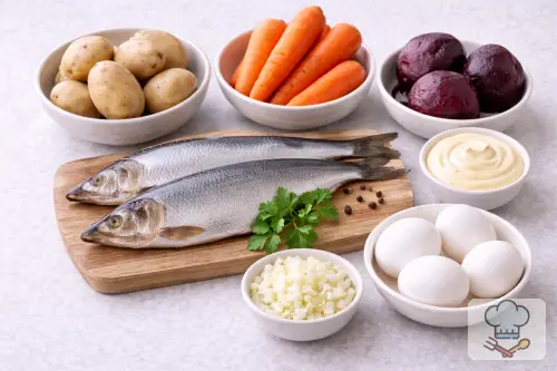 Фото 1-го шага: Селёдка под шубой классическая