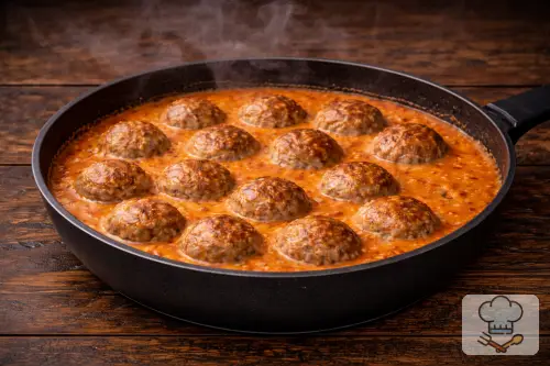 Фото 7-го шага: Тефтели с подливкой на сковородке