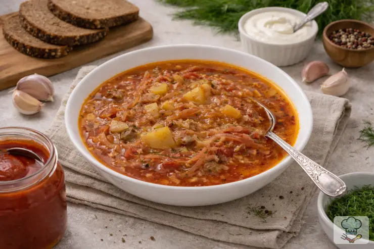 Борщ с индейкой без зажарки